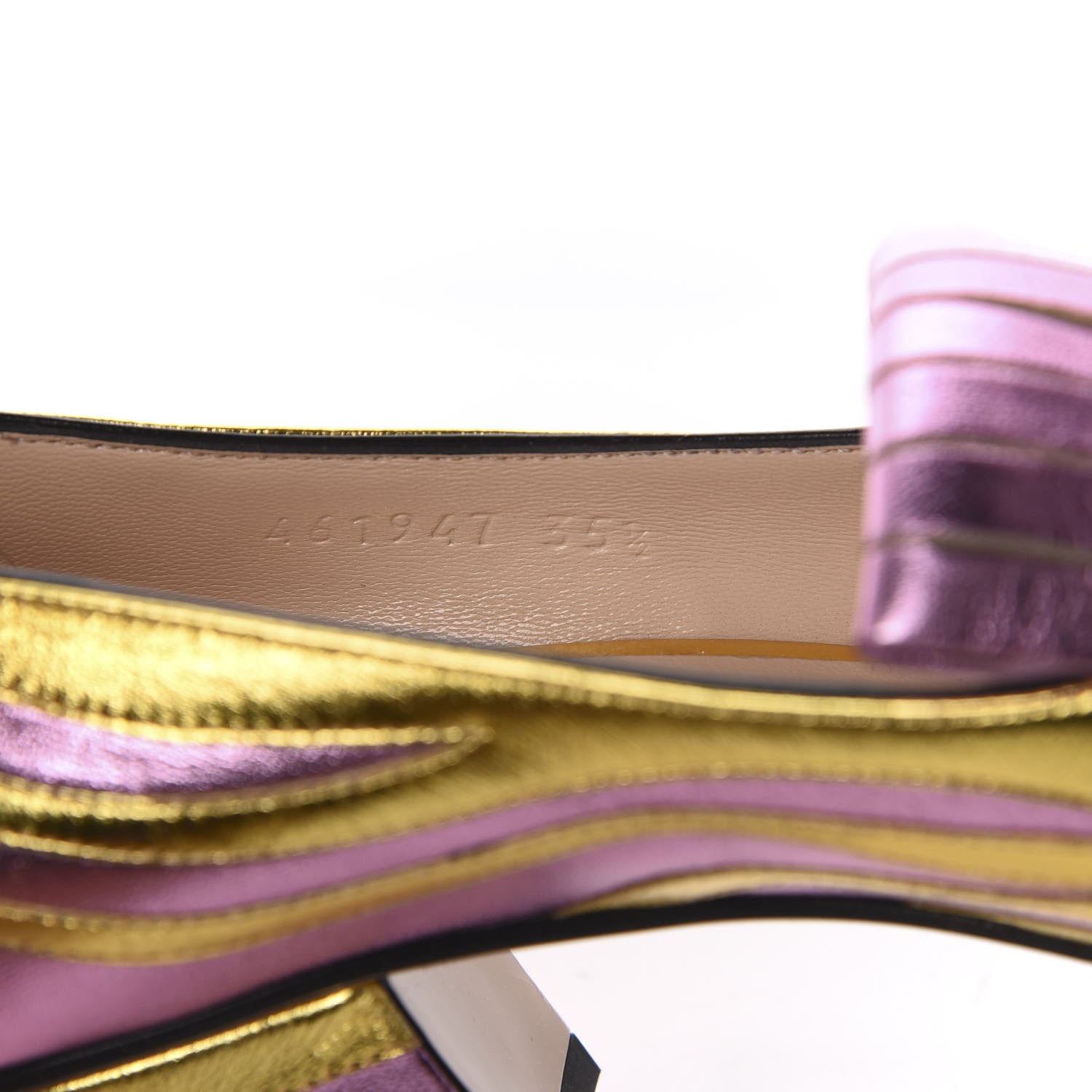 Gucci Metallic Nappa Inlay GG Marmont Fringe 50mm Loafer Pumps 35.5 Oro Vecchio Rosa 9 of 10