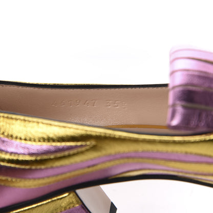 Gucci Metallic Nappa Inlay GG Marmont Fringe 50mm Loafer Pumps 35.5 Oro Vecchio Rosa 9 of 10