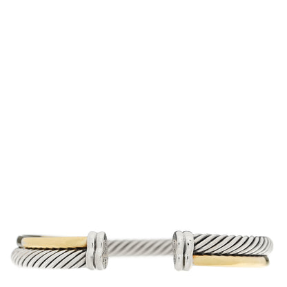 David Yurman Sterling Silver 18K Yellow Gold 5mm Crossover Cuff Bracelet 2 of 3