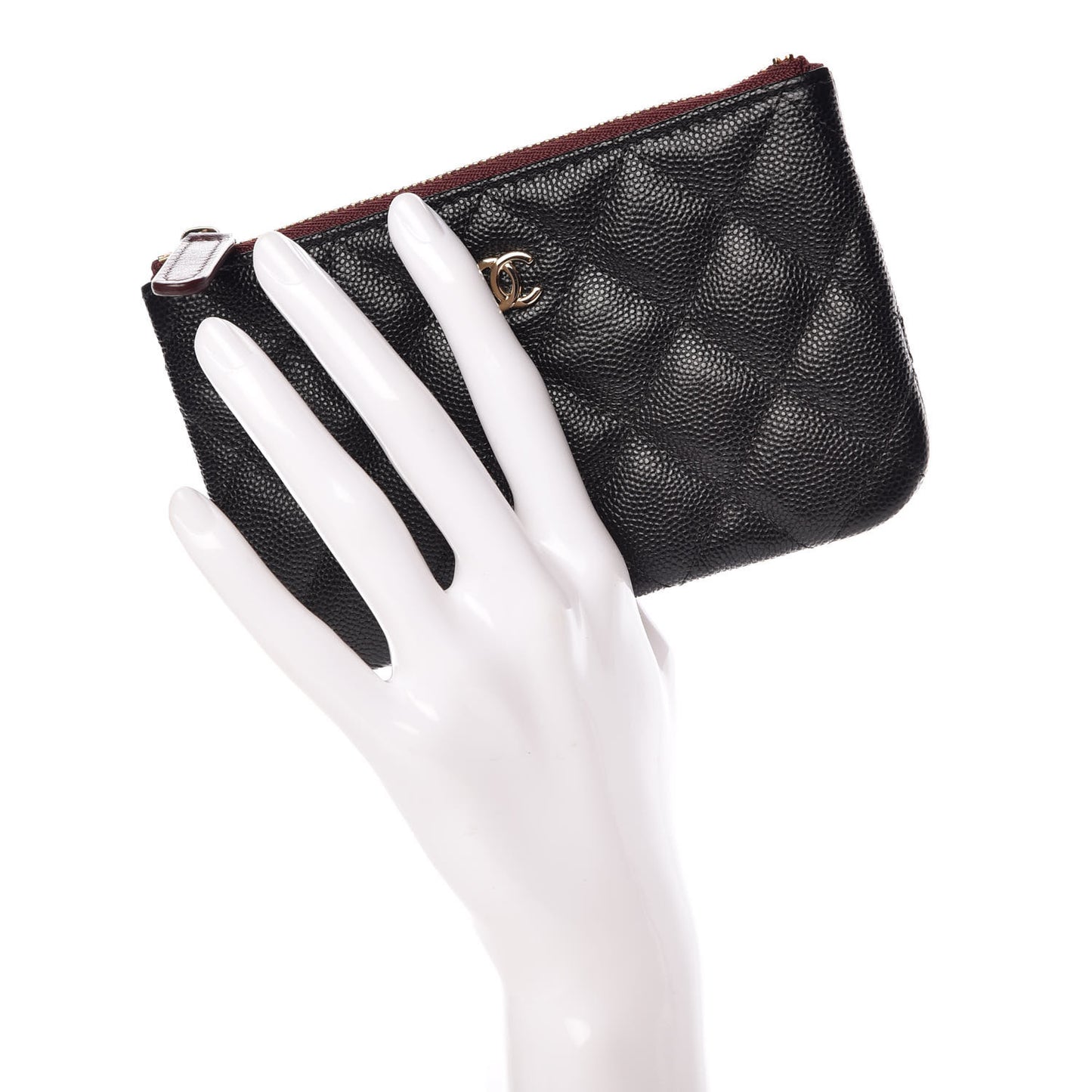 Caviar Quilted Small Cosmetic Case Black