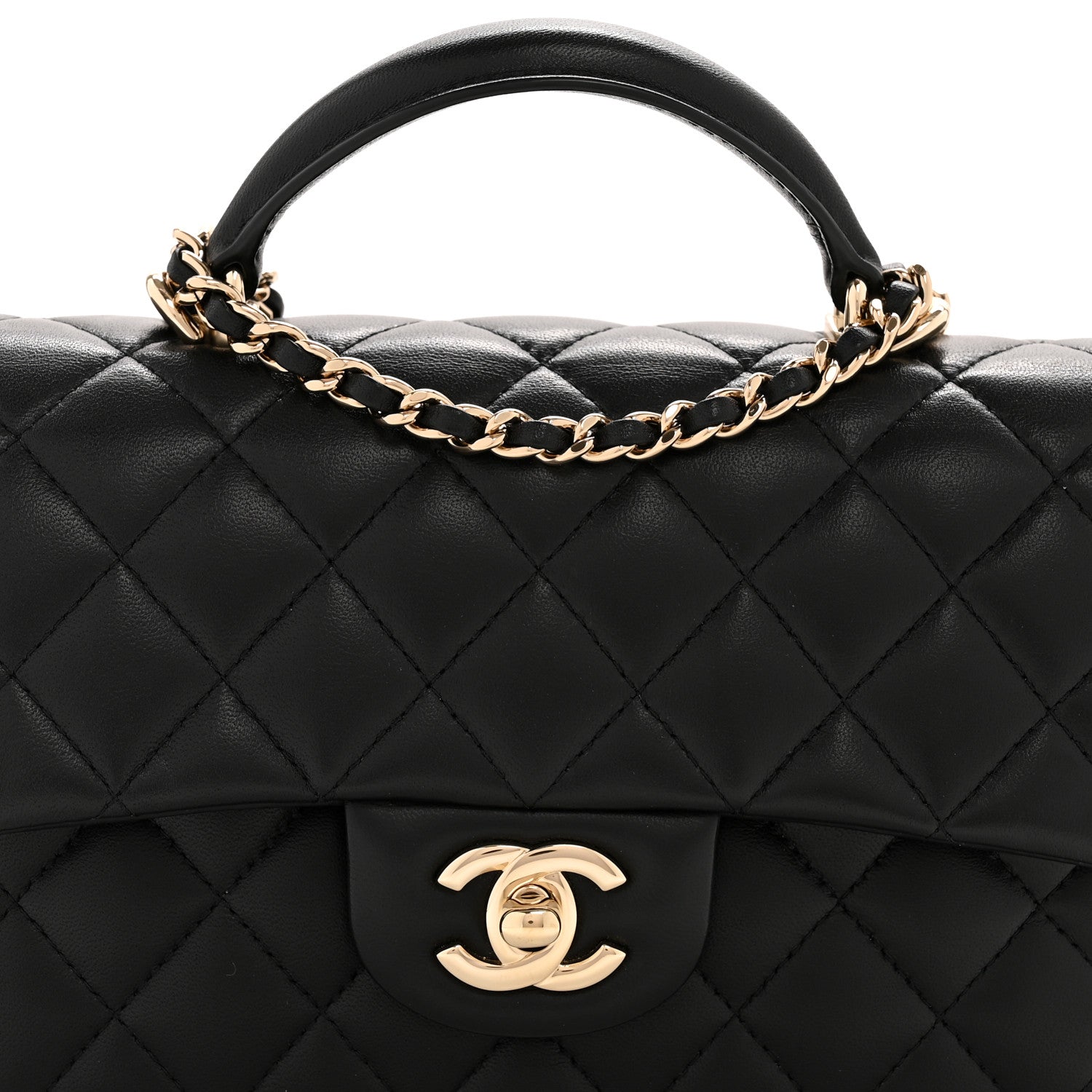 Chanel Lambskin Quilted Mini Top Handle Rectangular Flap Black 8 of 12