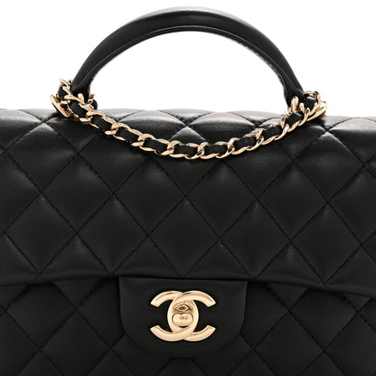 Chanel Lambskin Quilted Mini Top Handle Rectangular Flap Black 8 of 12