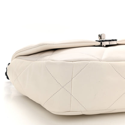 Chanel Glossy Calfskin Quilted Medium Chanel 19 Flap White Black 9 of 10