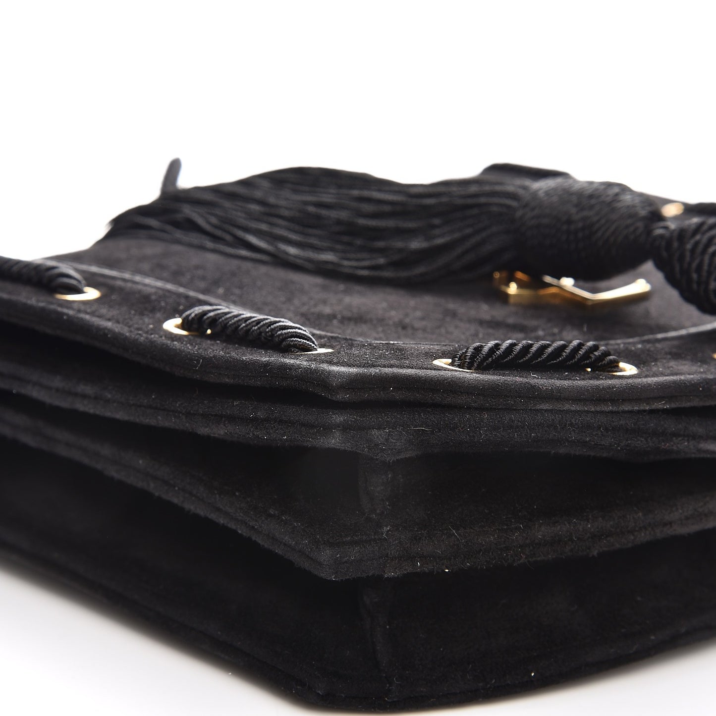 Suede Medium Monogram Fetish Satchel Black
