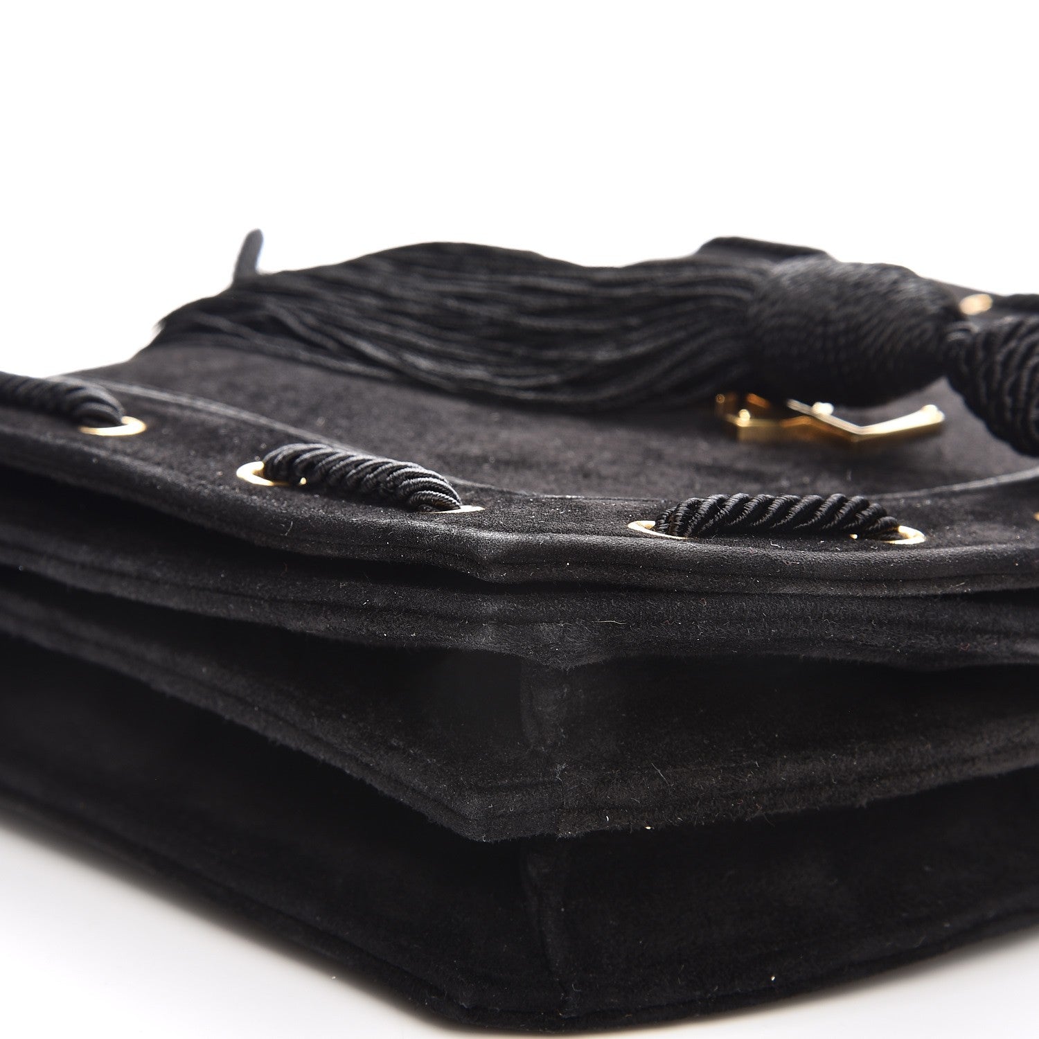 Saint Laurent Suede Medium Monogram Fetish Satchel Black 7 of 9