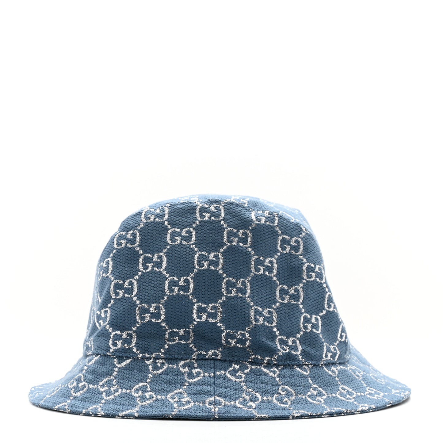Canvas Lame GG Monogram Bucket Hat M Light Blue Silver