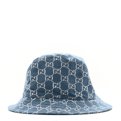 Gucci Canvas Lame GG Monogram Bucket Hat M Light Blue Silver 5 of 10