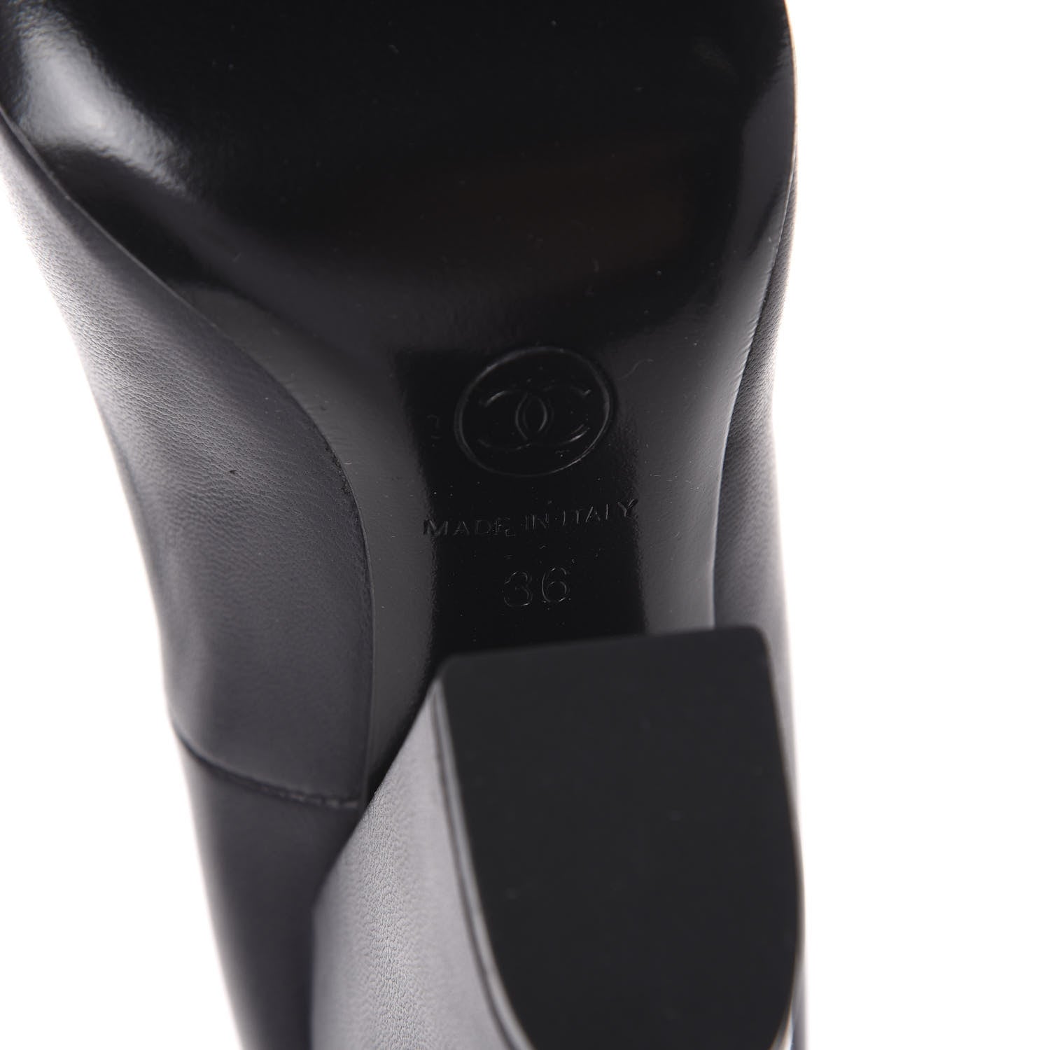 Chanel Lambskin Escarpins CC Pumps 36 Dark Grey 6 of 7