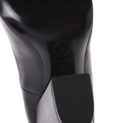 Chanel Lambskin Escarpins CC Pumps 36 Dark Grey 6 of 7