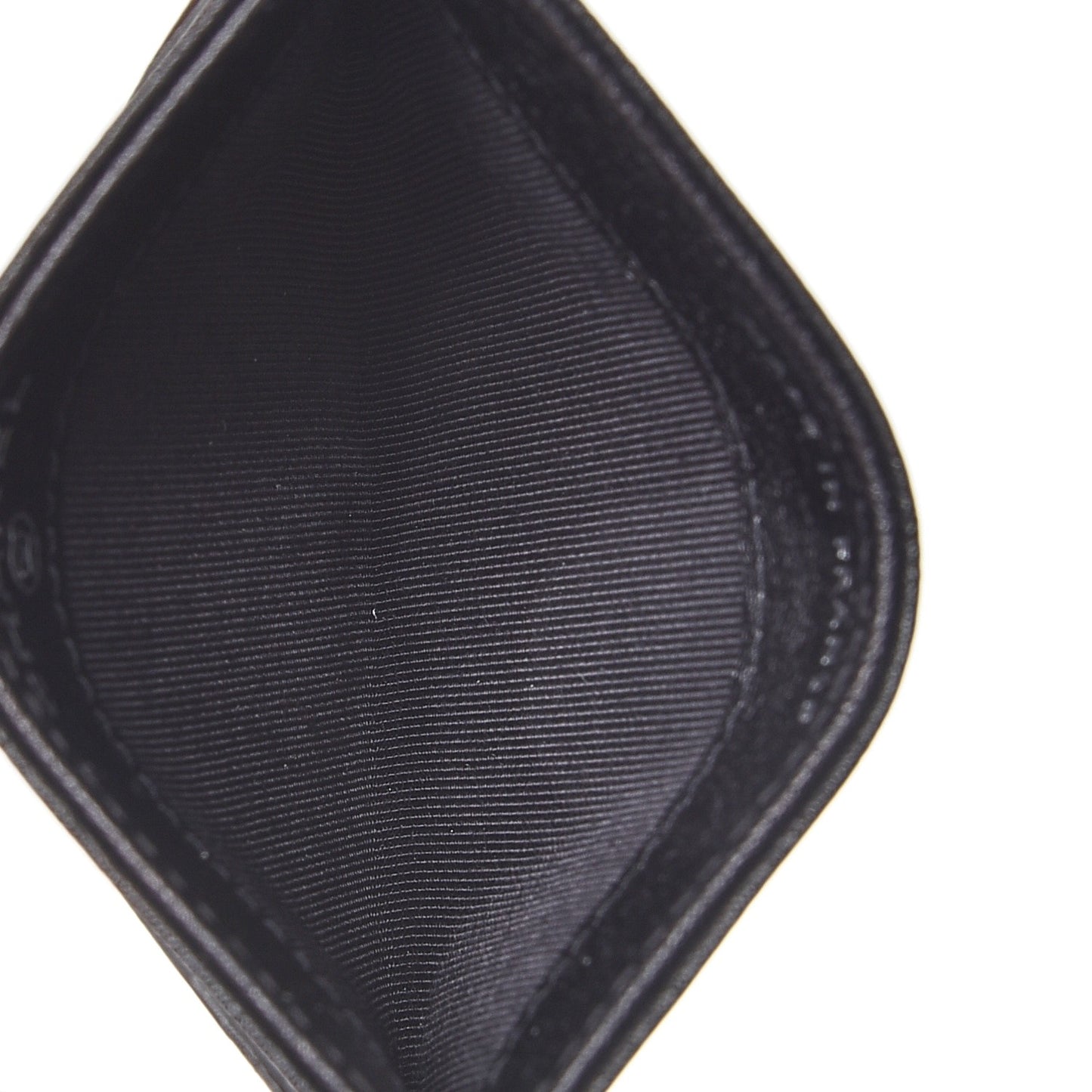 Glazed Calfskin Quilted Card Holder Black