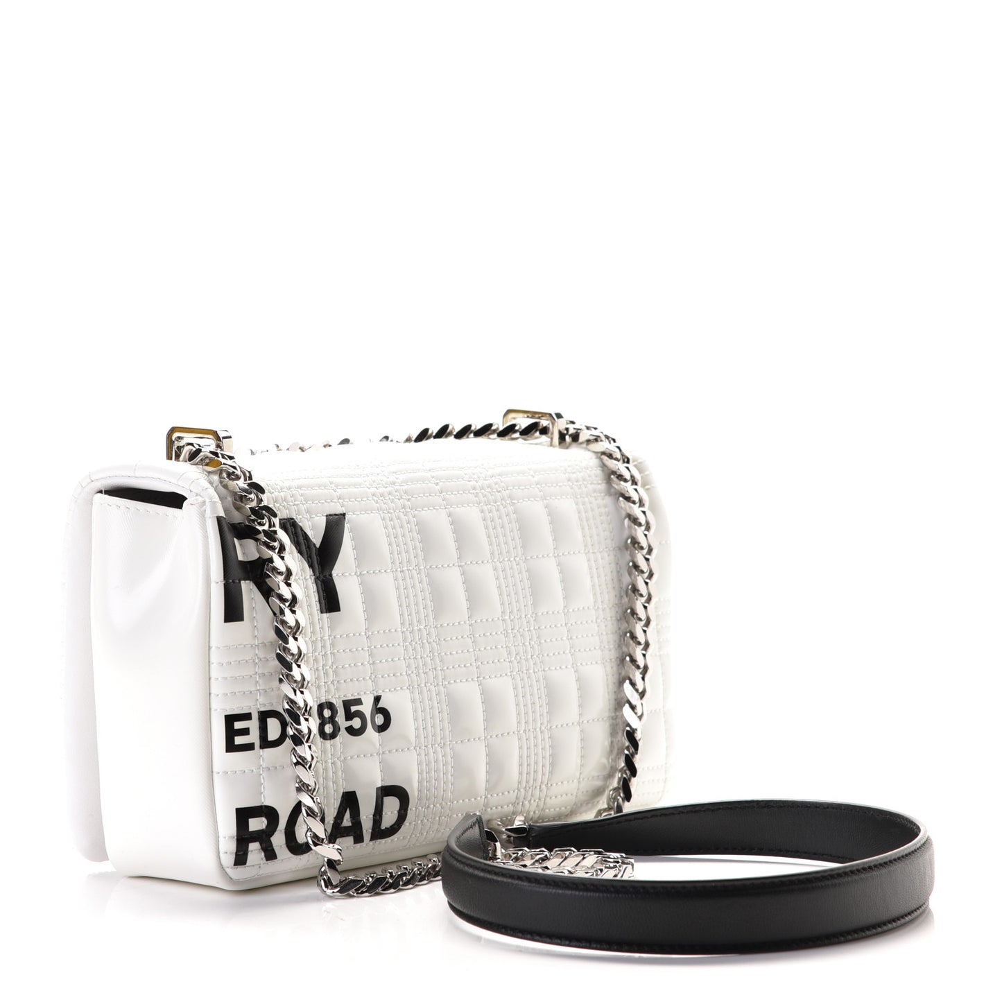 Quilted Horseferry Print Small Lola Bag White