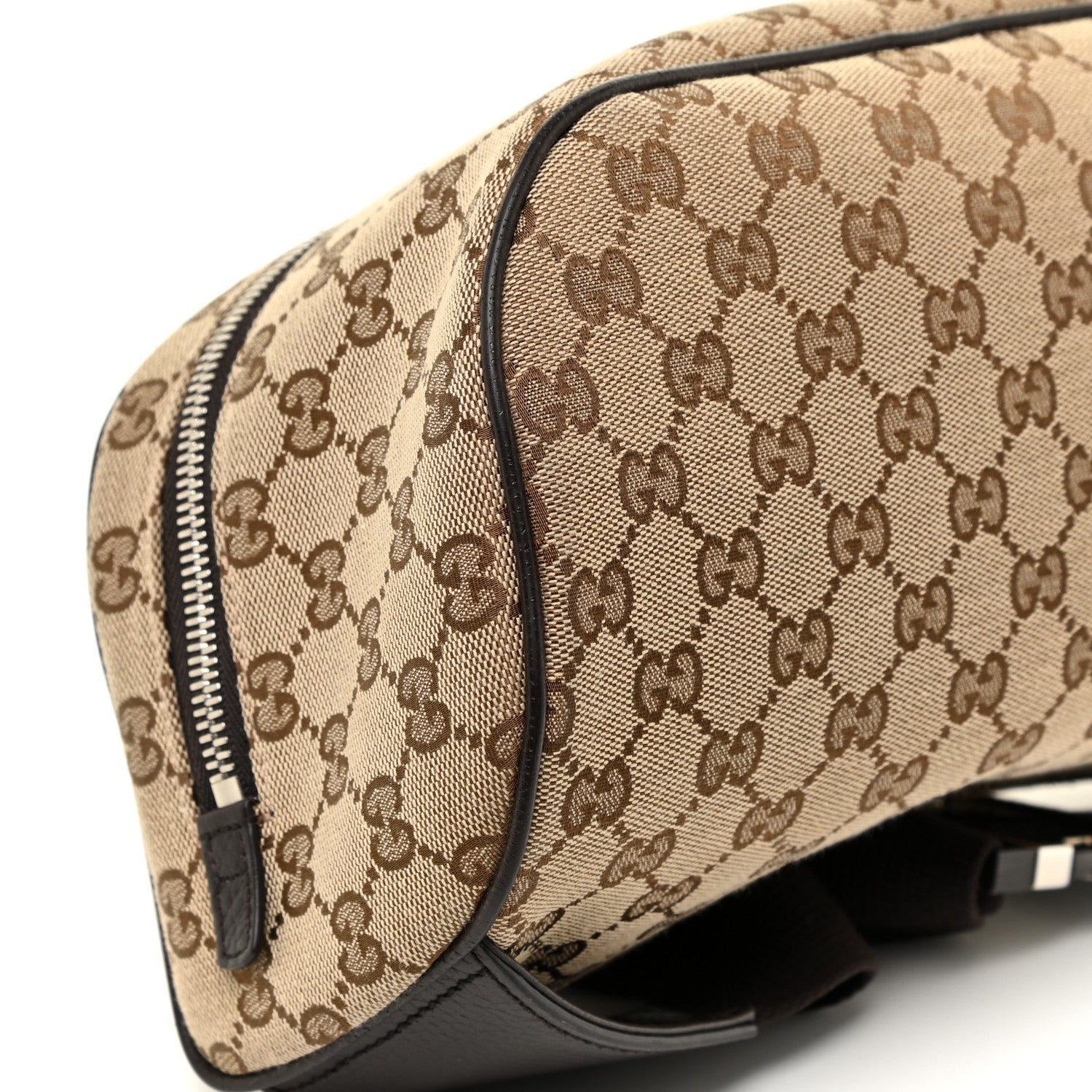 Gucci Monogram Dollar Calfskin Waist Pouch Beige Ebony Testa di Moro Marrone Scuro 9 of 13
