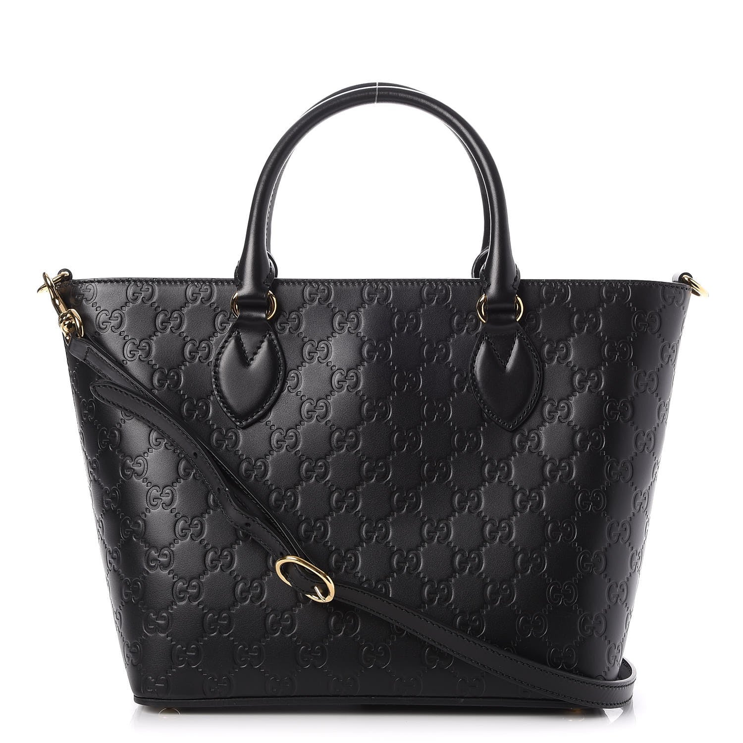 Gucci Guccissima Small Zippered Bucket Tote Black 1 of 7