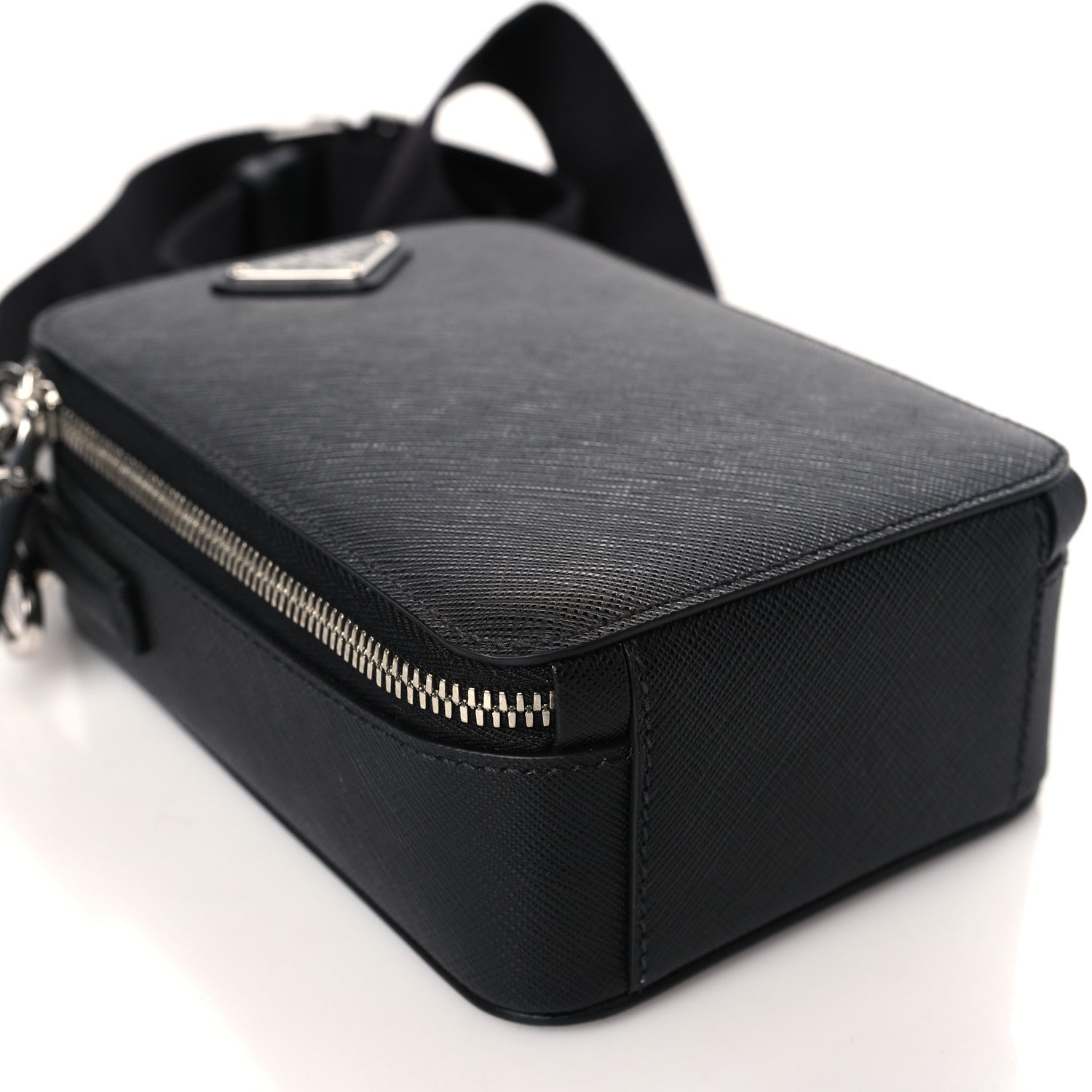 Prada Saffiano Travel Brique Crossbody Messenger Bag Black 7 of 8