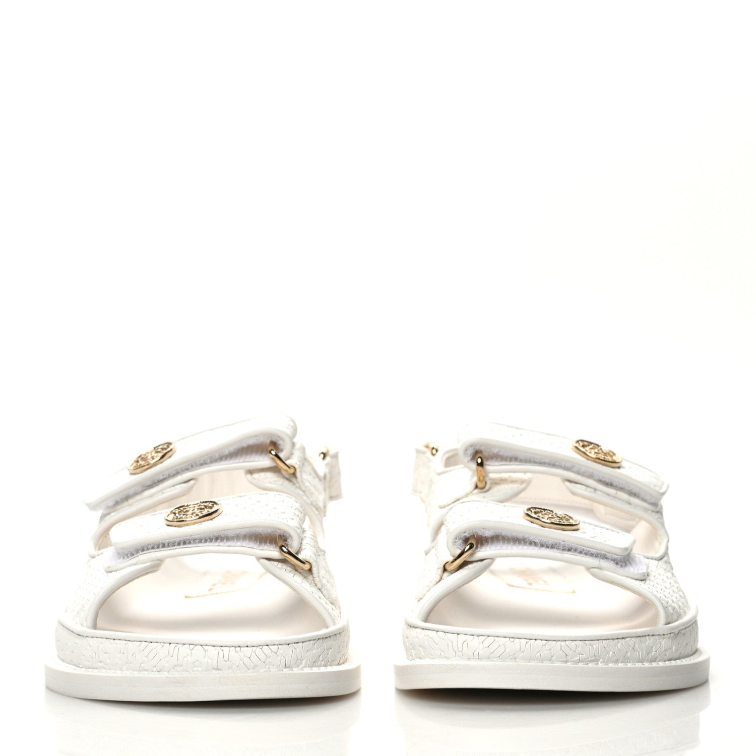 Chanel Calfskin Printed Velcro Dad Sandals 35 White 2 of 9