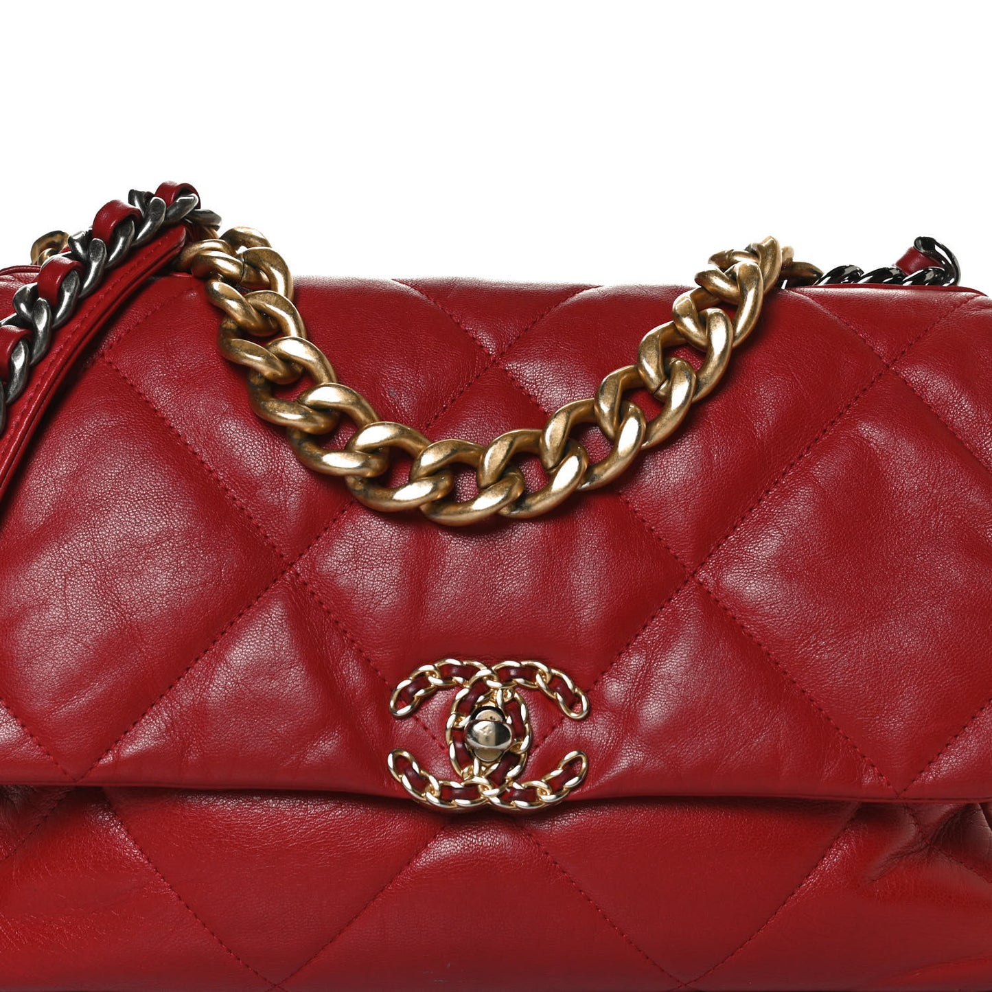 Lambskin Quilted Large Chanel 19 Flap Red