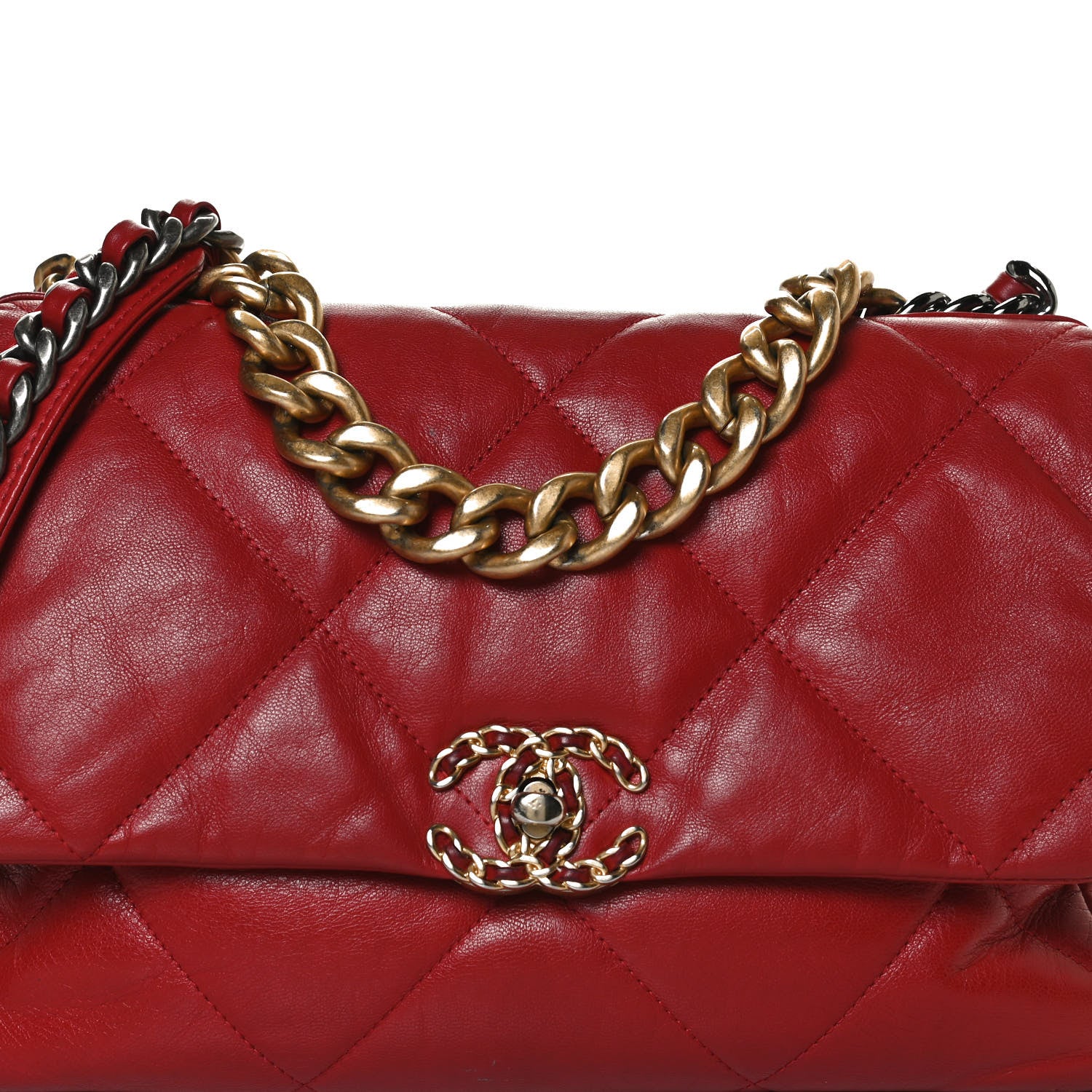 Chanel Lambskin Quilted Large Chanel 19 Flap Red 8 of 16