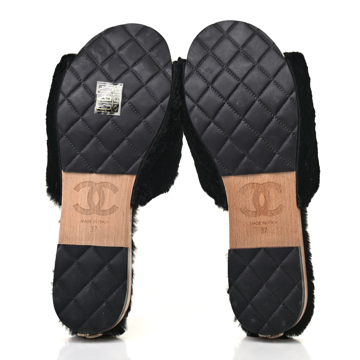 Rabbit Lambskin Fur Mules 37 Black