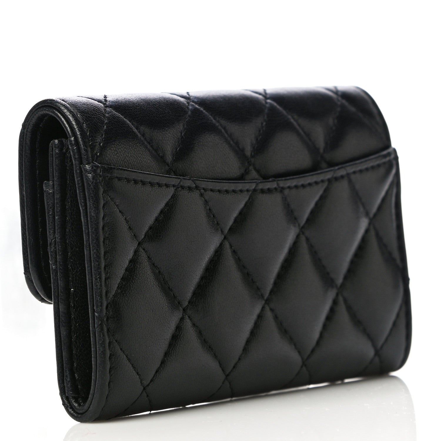 Chanel Lambskin Quilted Flap Card Holder Wallet Black 3 of 18