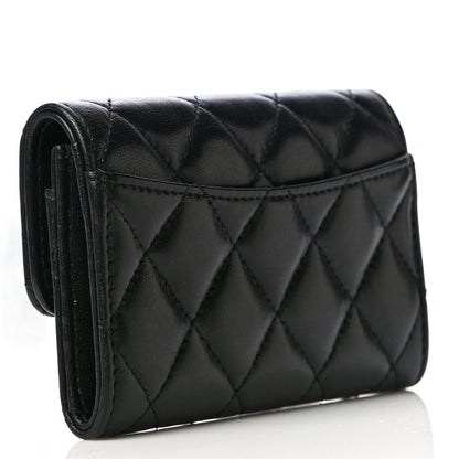 Chanel Lambskin Quilted Flap Card Holder Wallet Black 3 of 18