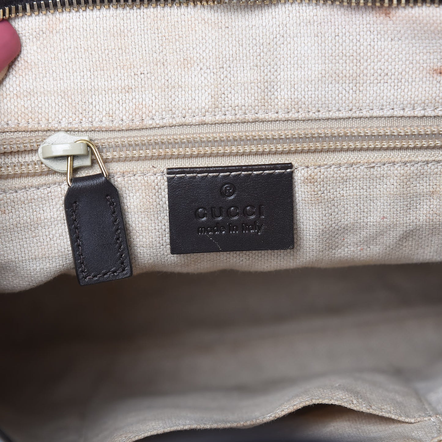 GG Supreme Monogram Small Zippered Tote Dark Brown