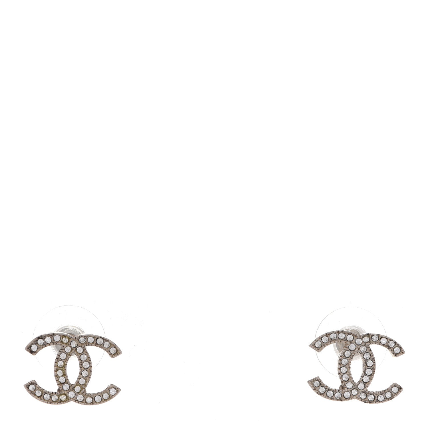 Chanel Crystal CC Earrings Silver 1 of 4