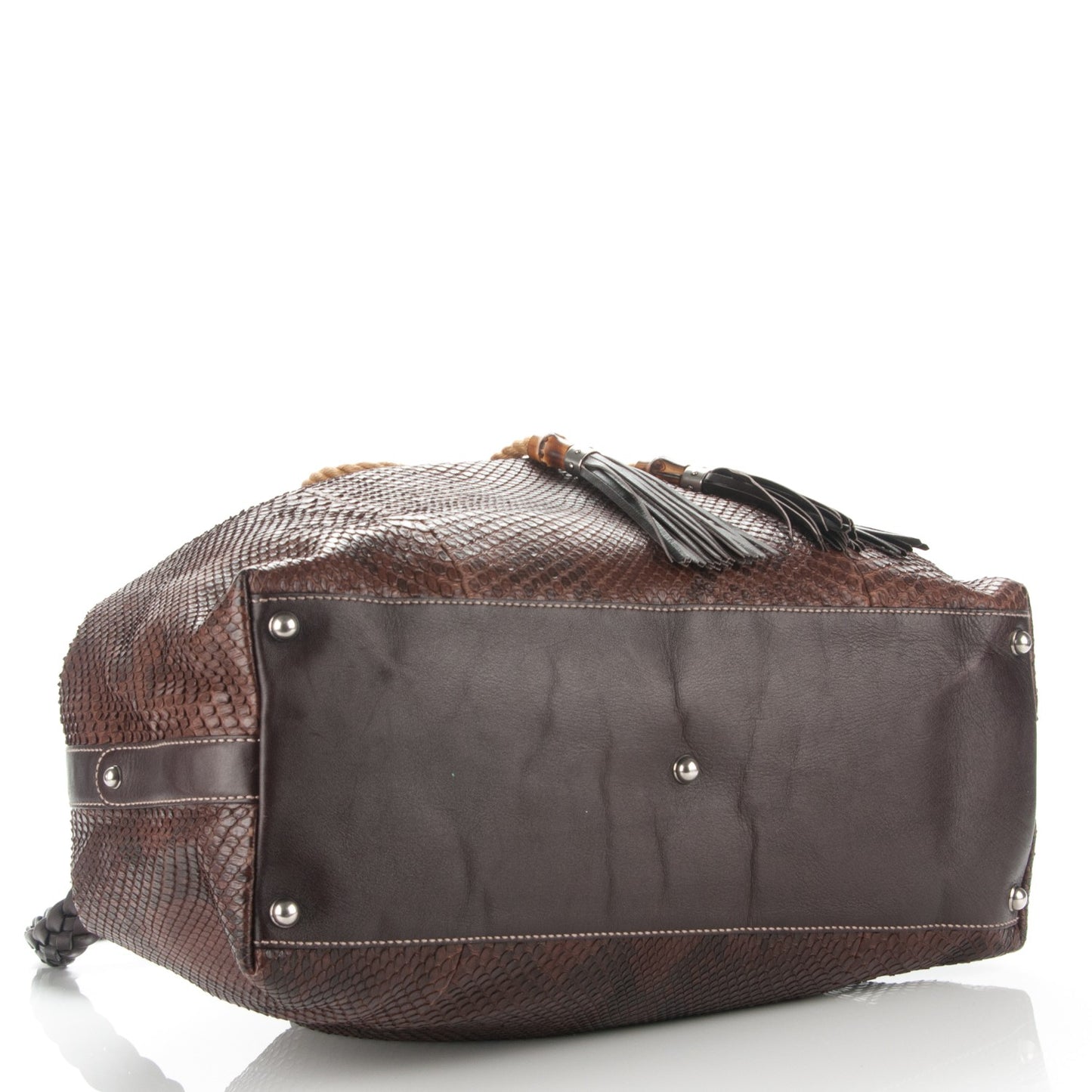 Python Peggy Braided Tote Dark Brown