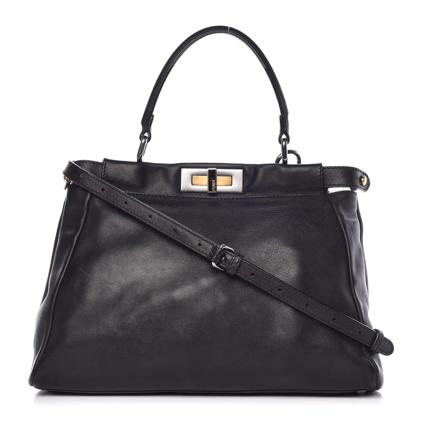 Calfskin Calf Hair Leopard Print Medium Peekaboo Iconic Satchel Black