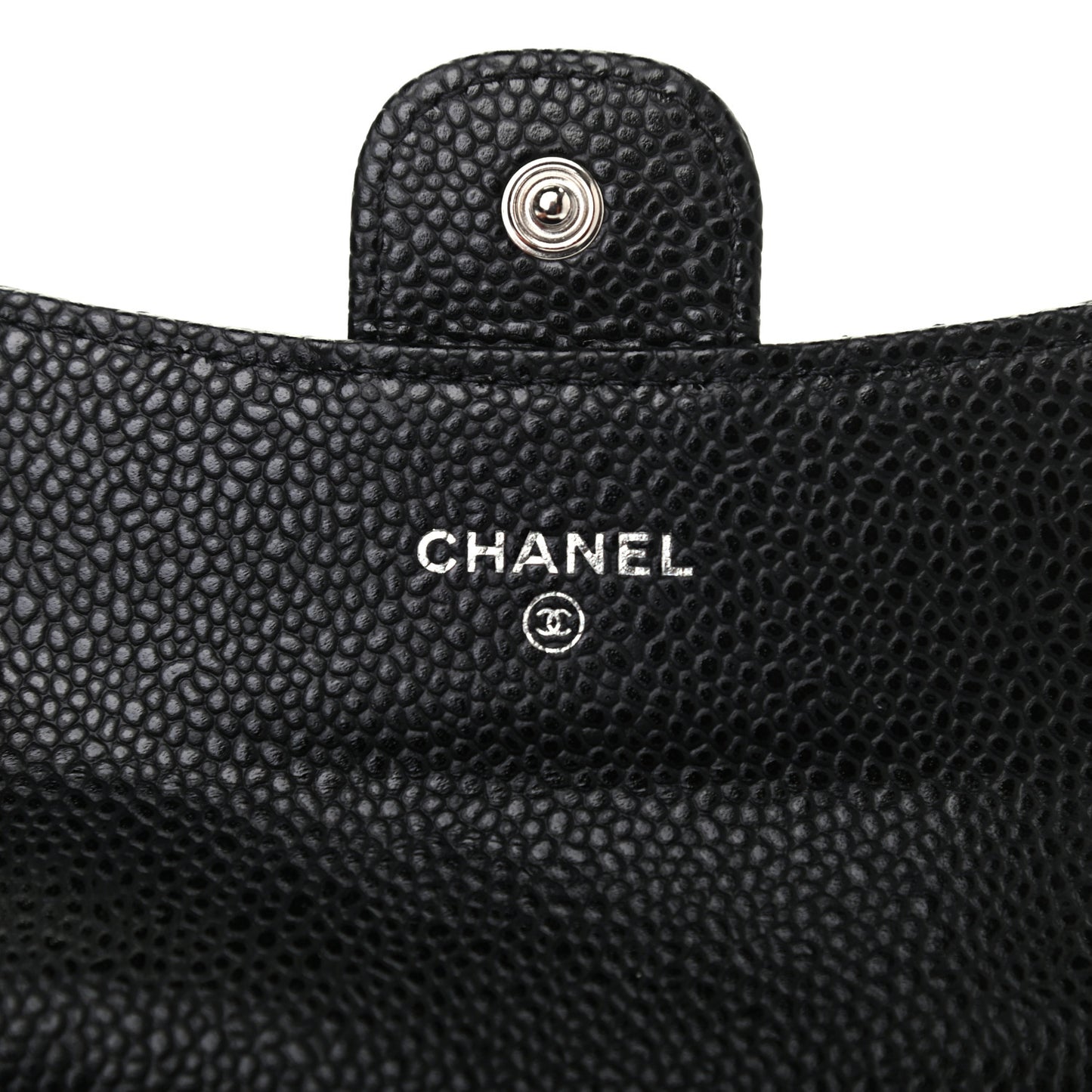 Caviar Quilted Flap Card Holder Wallet Black
