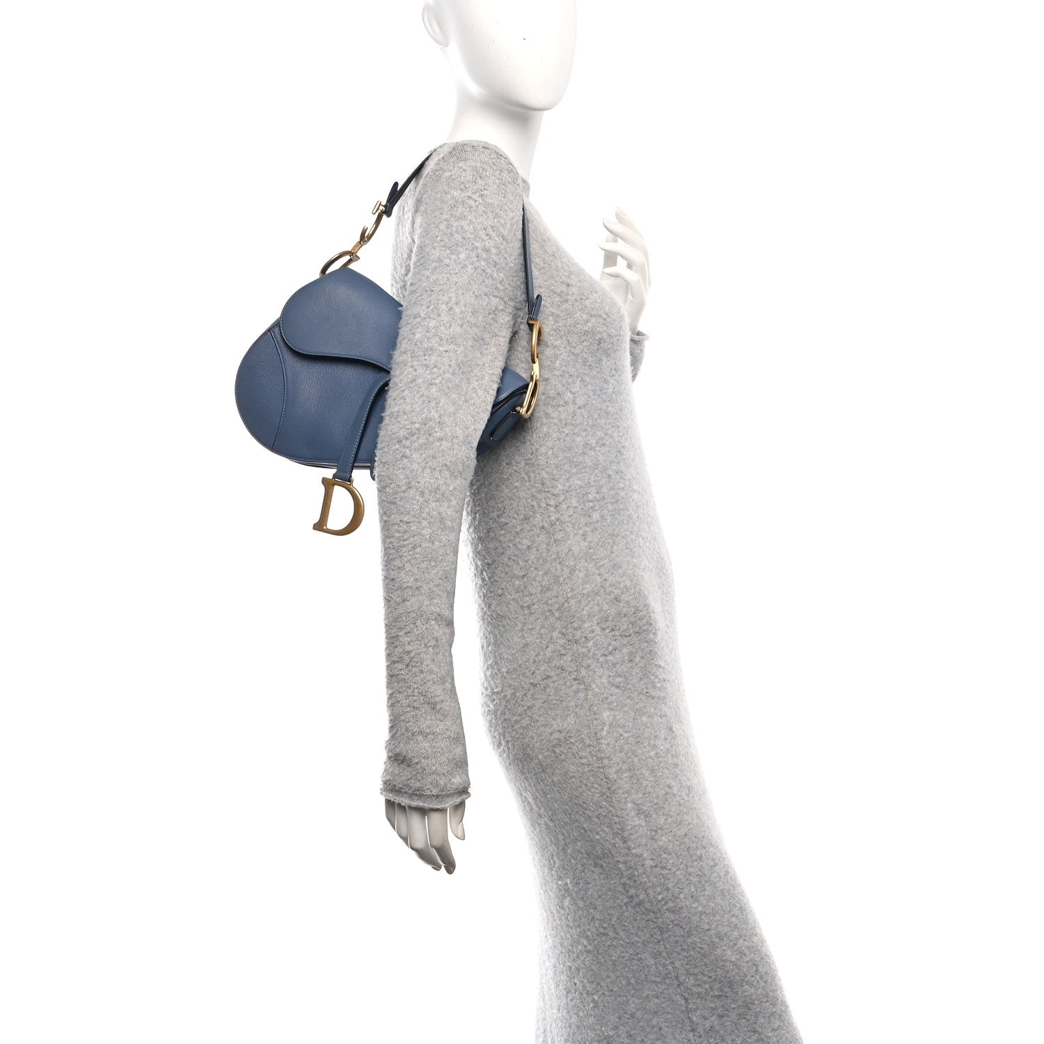 Christian Dior Shiny Goatskin Saddle Bag Cloud Blue 2 of 10