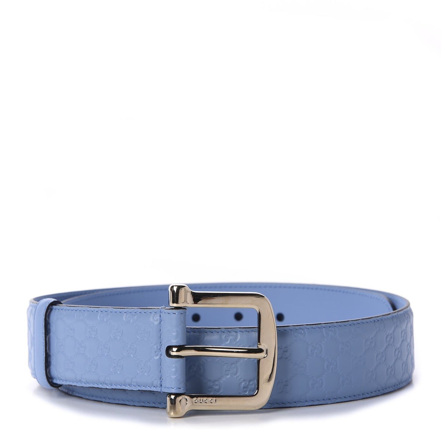Soft Microguccissima Margaux Calfskin Belt 90 36 Mineral Blue