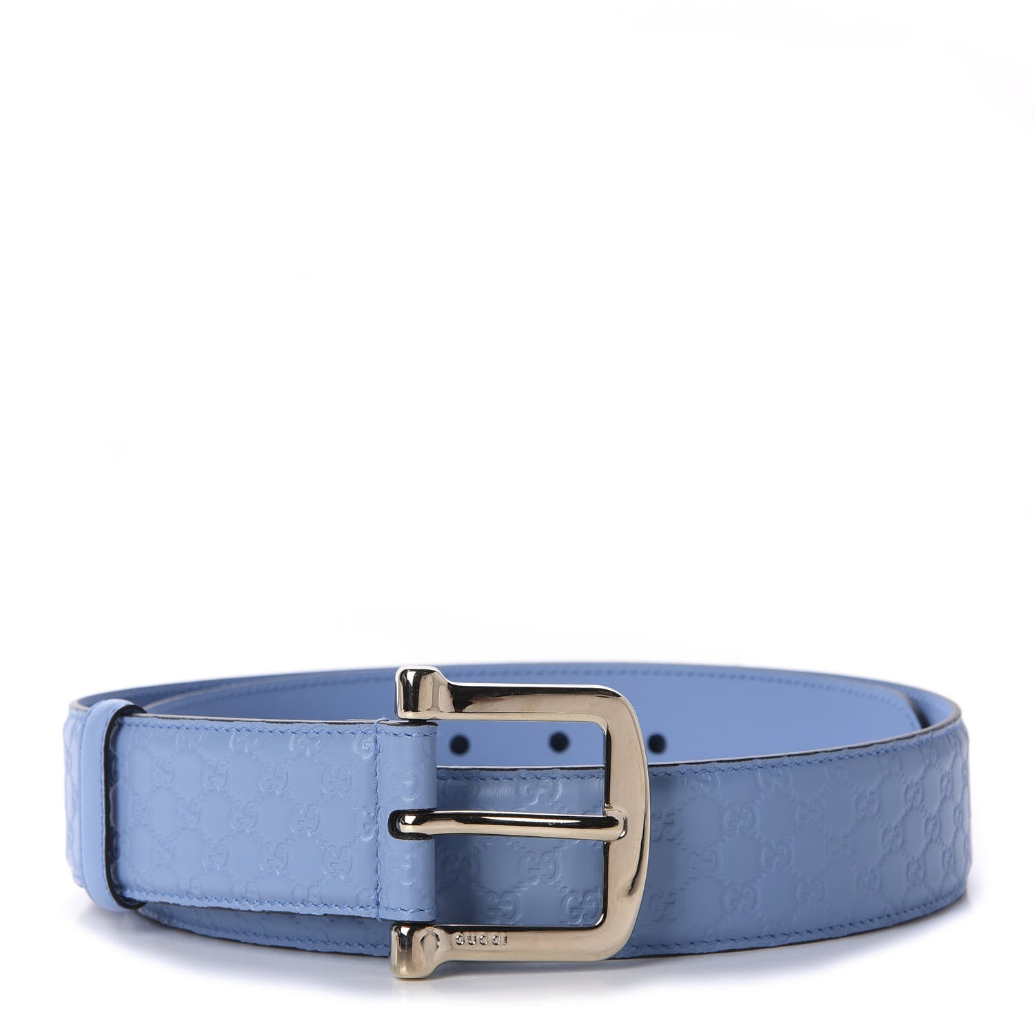 Gucci Soft Microguccissima Margaux Calfskin Belt 90 36 Mineral Blue 1 of 3