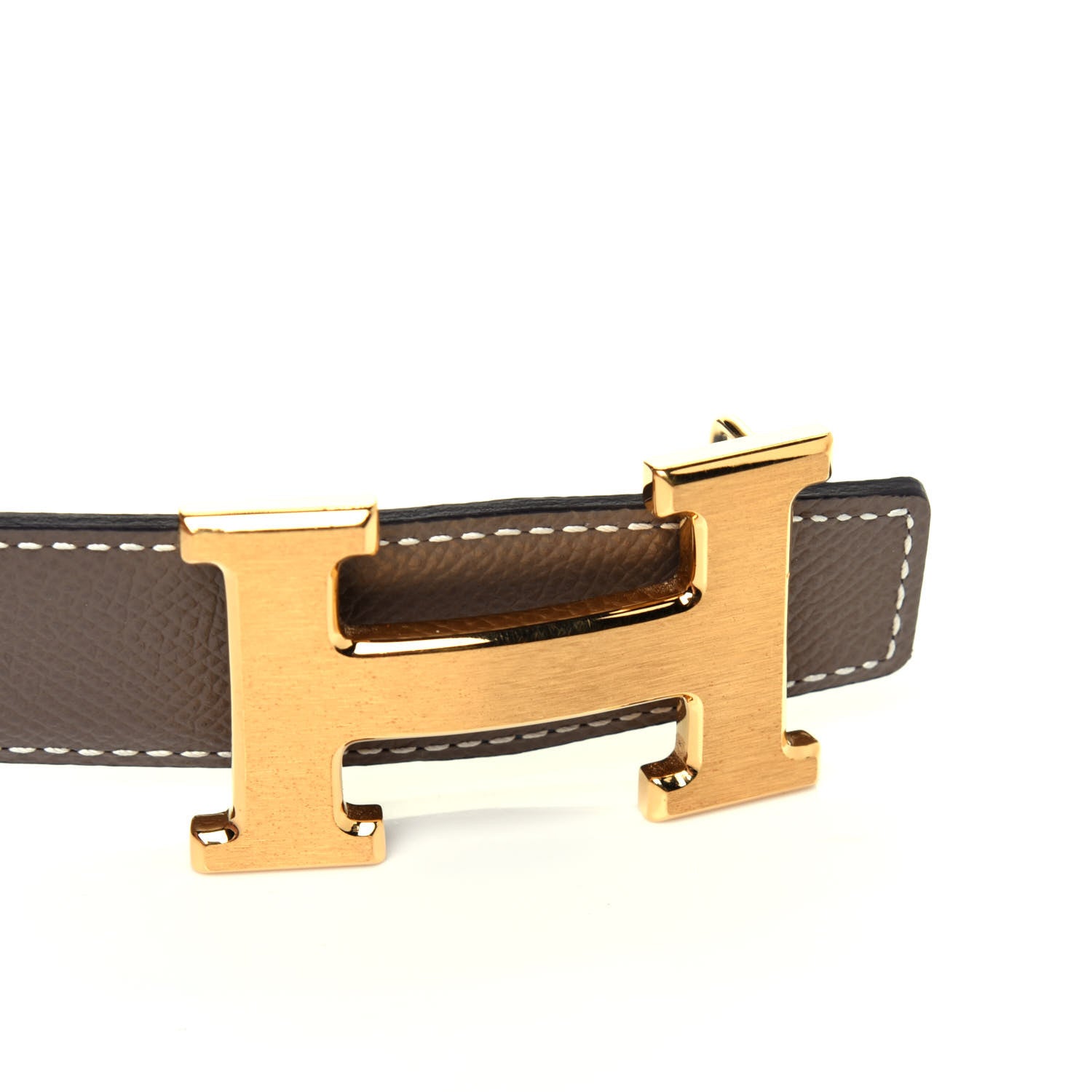 Hermes Epsom 32mm H Belt 85 Etoupe Bleu Mykonos Etoupe 6 of 9
