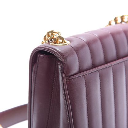 Saint Laurent Lambskin Matelasse Monogram Medium Vicky Chain Bag Dark Legion Red 9 of 11