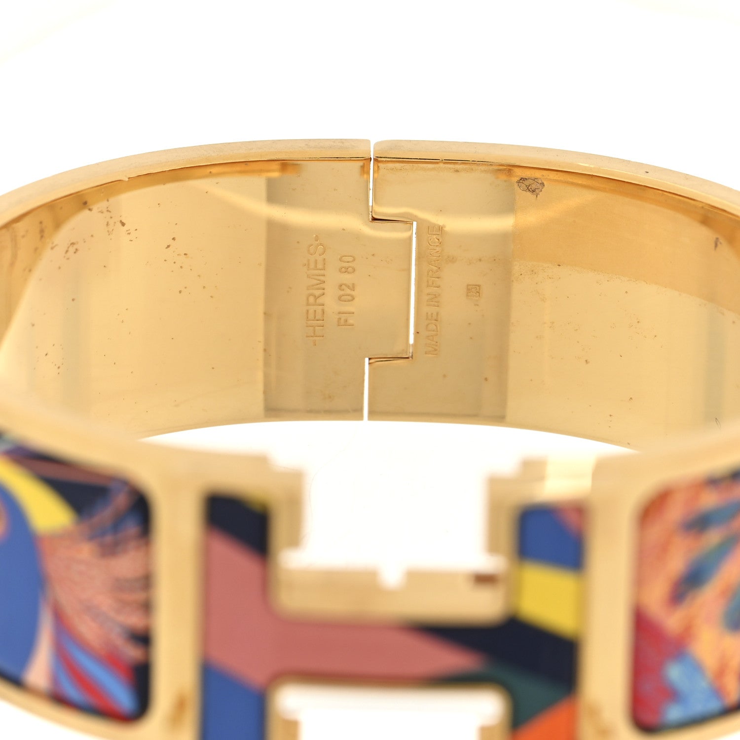 Hermes Enamel Toucan de Paradis Printed Wide Click Clac H Bracelet