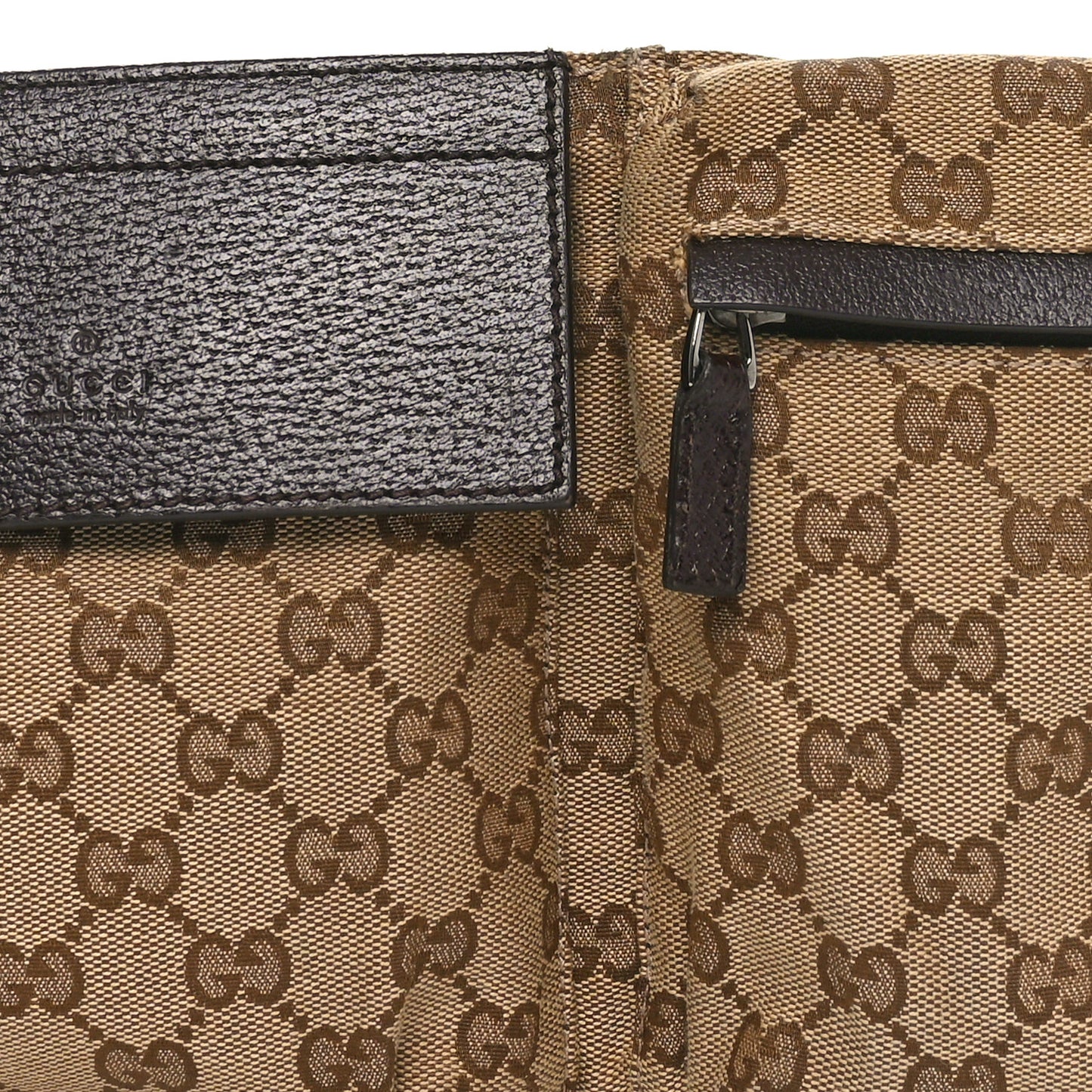 GG Monogram Double Pocket Belt Bag Dark Brown