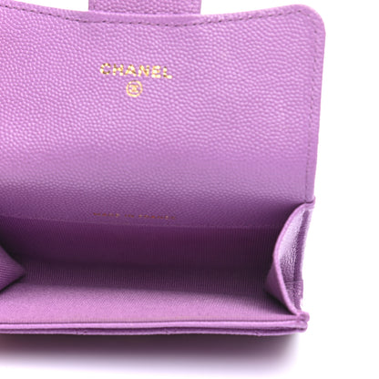Chanel Caviar Quilted Flap Card Holder Wallet Purple 5 of 9