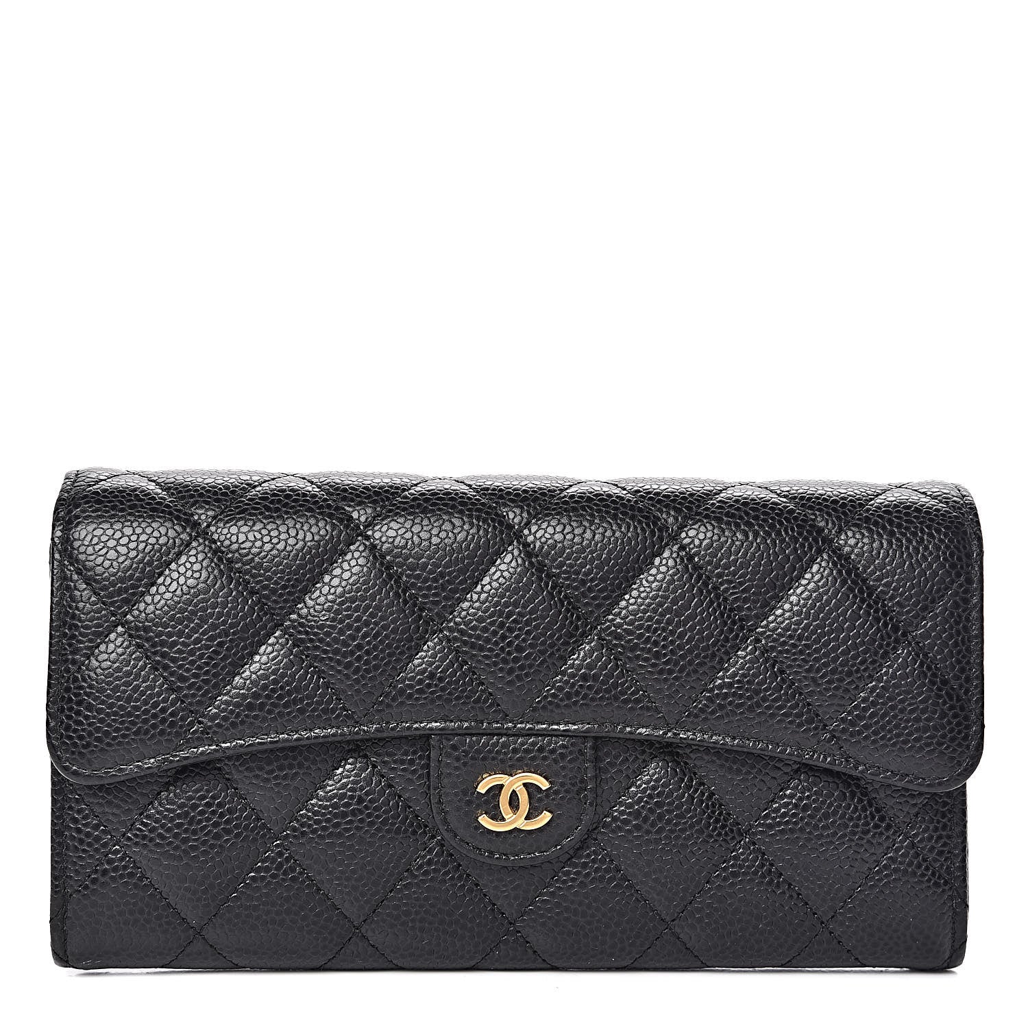 Chanel Caviar Quilted Large Gusset Flap Wallet Black 1 of 14