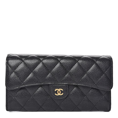 Chanel Caviar Quilted Large Gusset Flap Wallet Black 1 of 14
