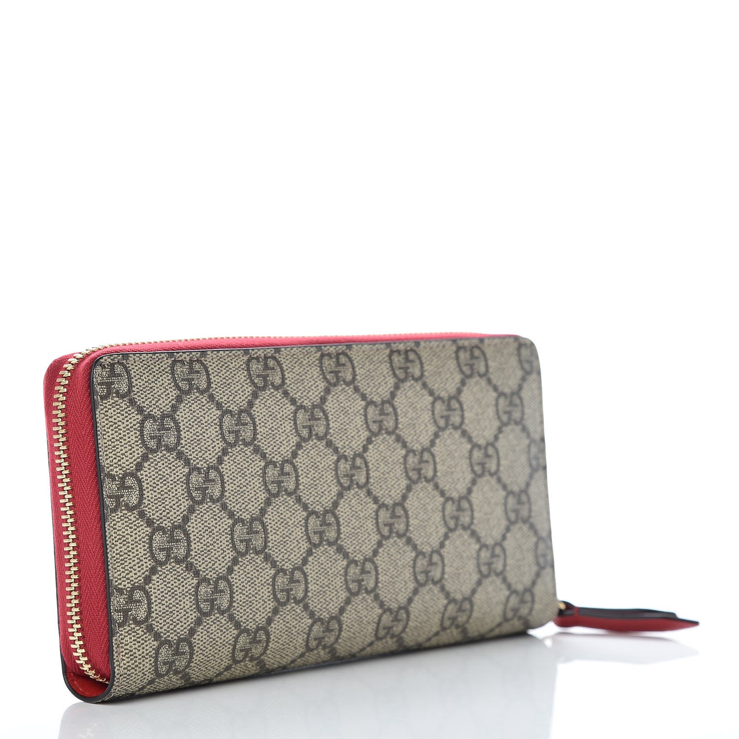 Gucci GG Supreme Monogram Kingsnake Heart Embroidered Zip Around Wallet Red 3 of 9