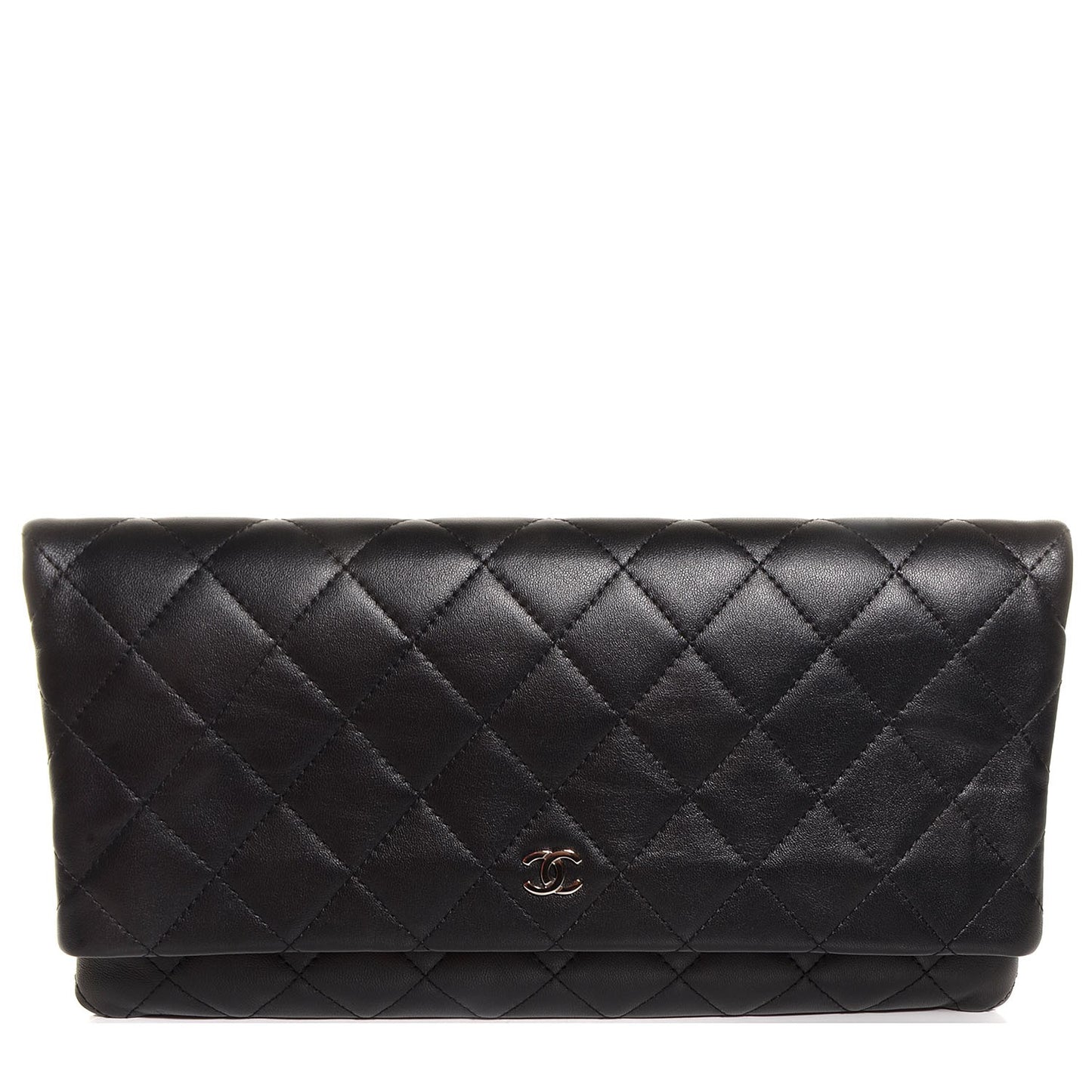 Lambskin Quilted Beauty Clutch Bag Black