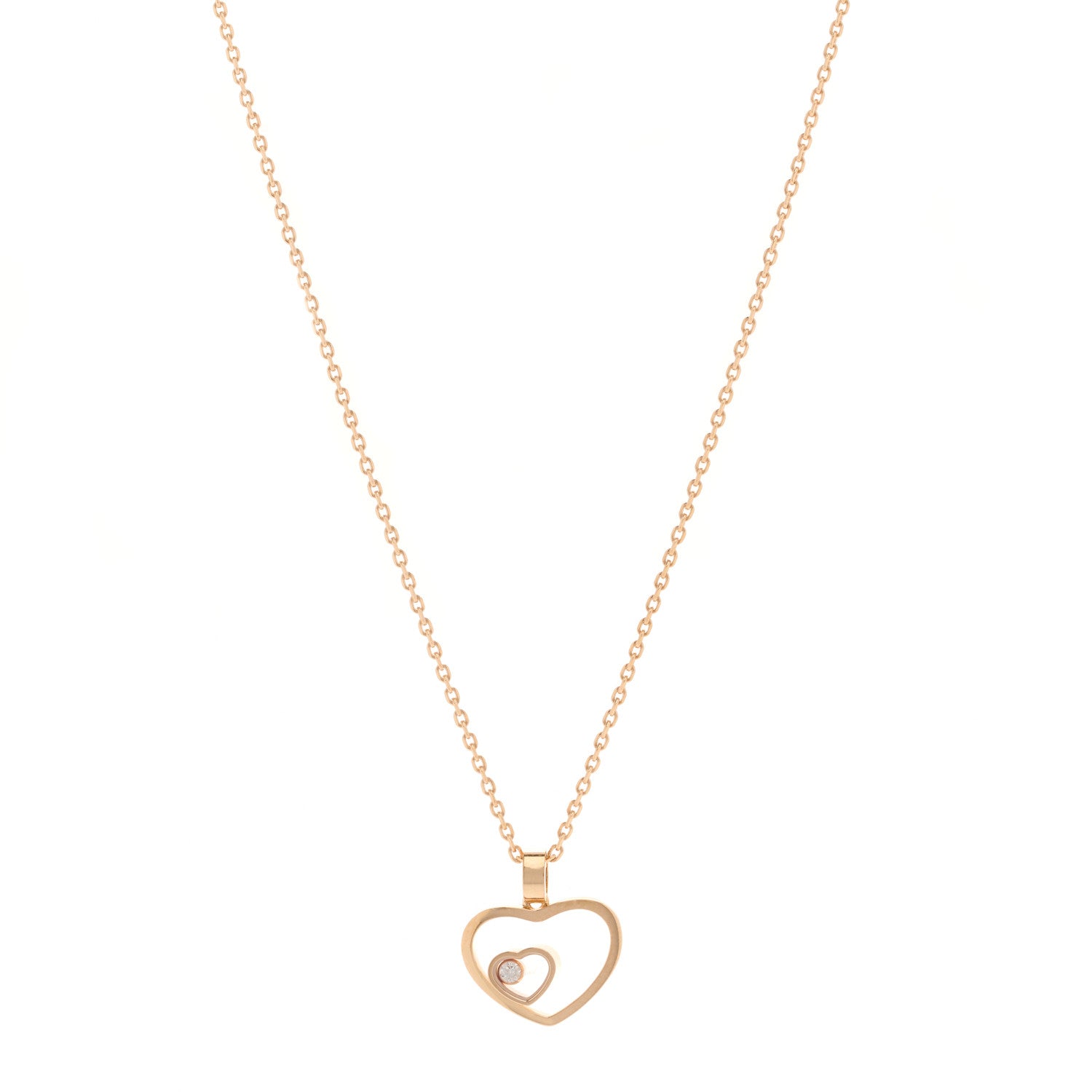 Chopard 18K Rose Gold Diamond Double Heart Pendant Necklace 1 of 5