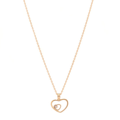 Chopard 18K Rose Gold Diamond Double Heart Pendant Necklace 1 of 5