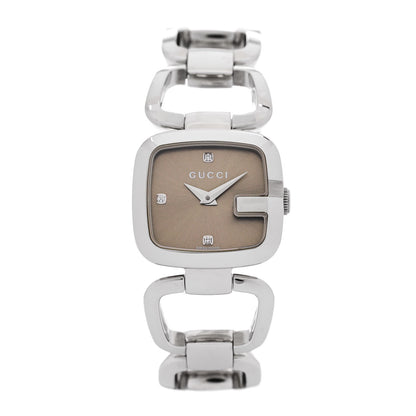 Gucci Stainless Steel Diamond 24mm G-Gucci Square Quartz Watch Brown 1 of 4
