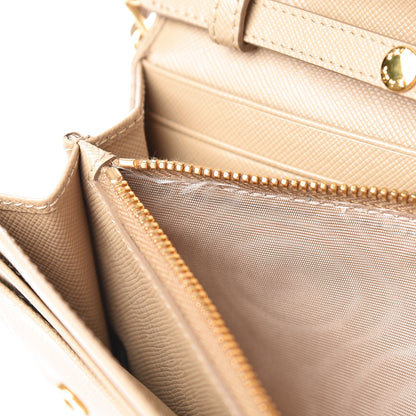 Prada Saffiano Metal Oro Chain Wallet Sabbia 12 of 13