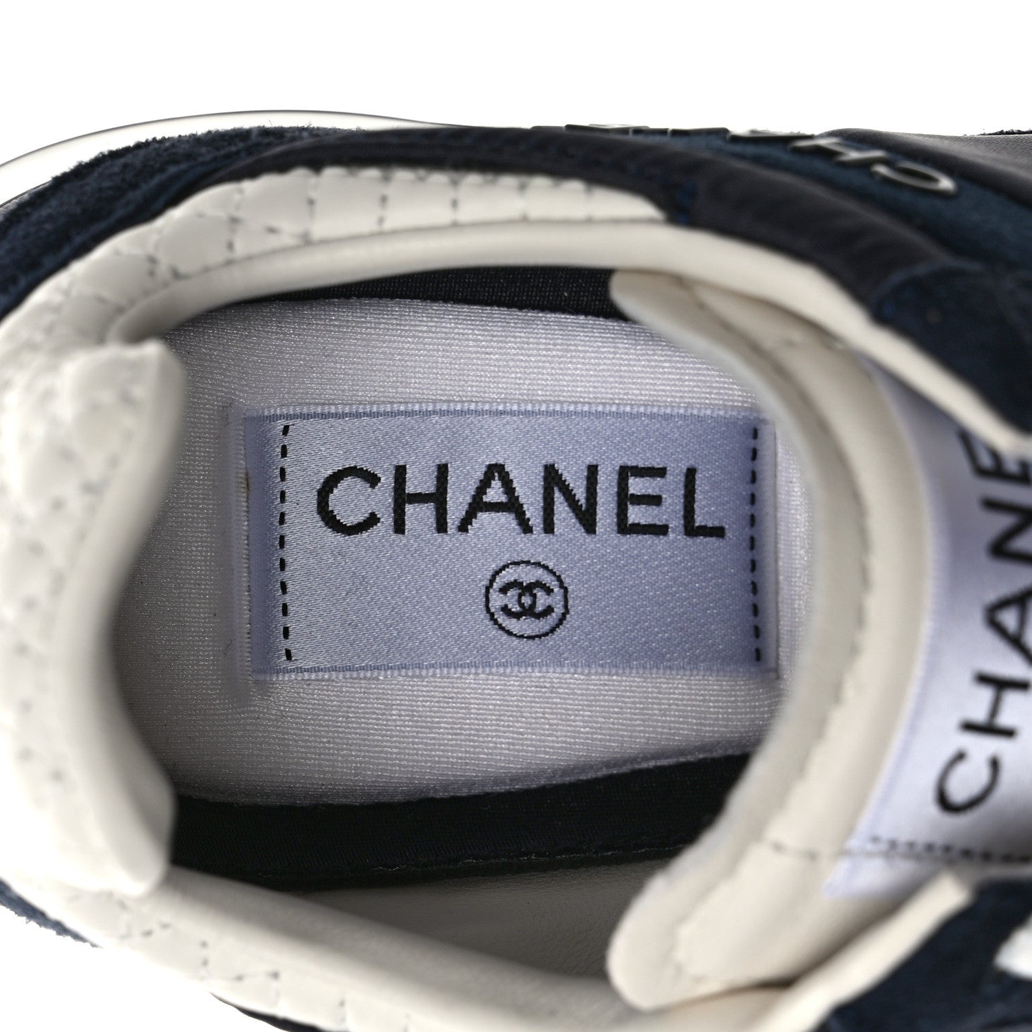 Chanel Nylon Suede Kidskin Calfskin Logo Sneakers 37 Dark Navy Blue Navy Blue Black 7 of 9