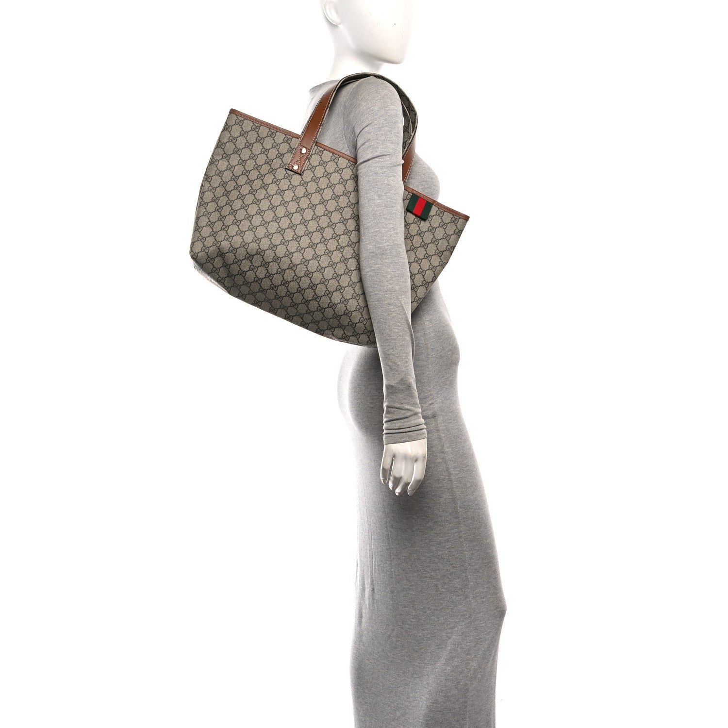 Gucci GG Plus Monogram Medium Signature Web Loop Tote Light Brown 2 of 10