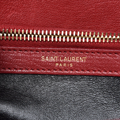 Saint Laurent Sheepskin Matelasse Chevron Monogram Medium College Bag Rouge 7 of 11