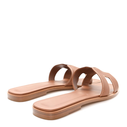 Hermes Box Calfskin Oran Sandals 36 Gold 5 of 10