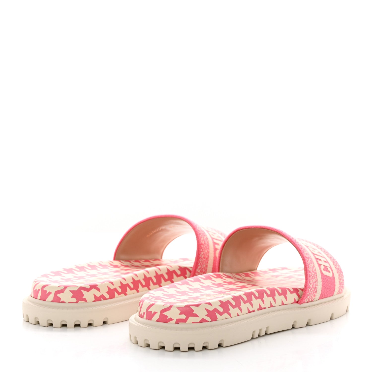 Christian Dior Micro PDP Cotton Houndstooth Embroidered Dway 10mm Slide Sandals 40.5 Peony 4 of 8